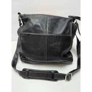Luxy Black Pebbled Leather Hobo Shoulder Bag Adjustable Strap